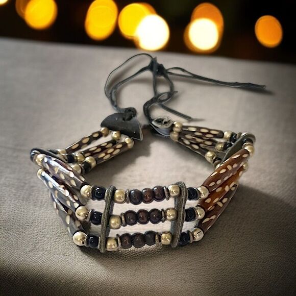 Native American Style Choker Necklace Ceramic Beaded Tribal Ethnic Bohemian - Picture 13 of 16